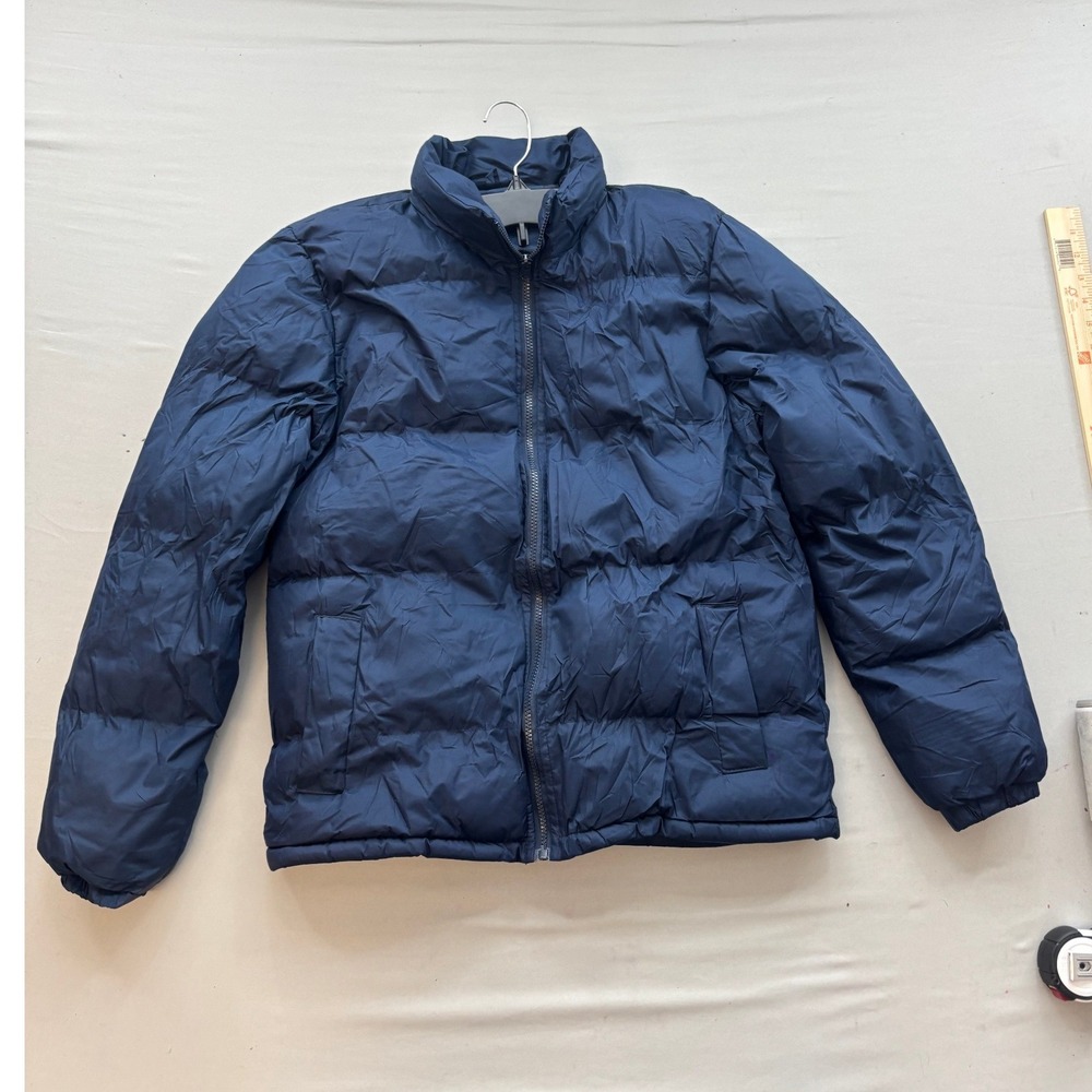 Cambridge Classics Mens Navy Blue Puffer Jacket Size M Quilted Full Zip Padded